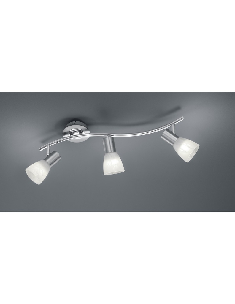 Lampada da Soffitto 3 Spot Orientabili in Nichel Opaco