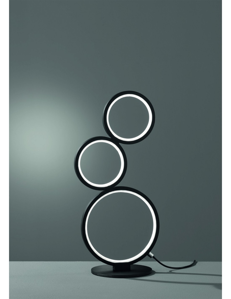 Lampada da Tavolo a 3 Cerchi LED Nero H45 cm
