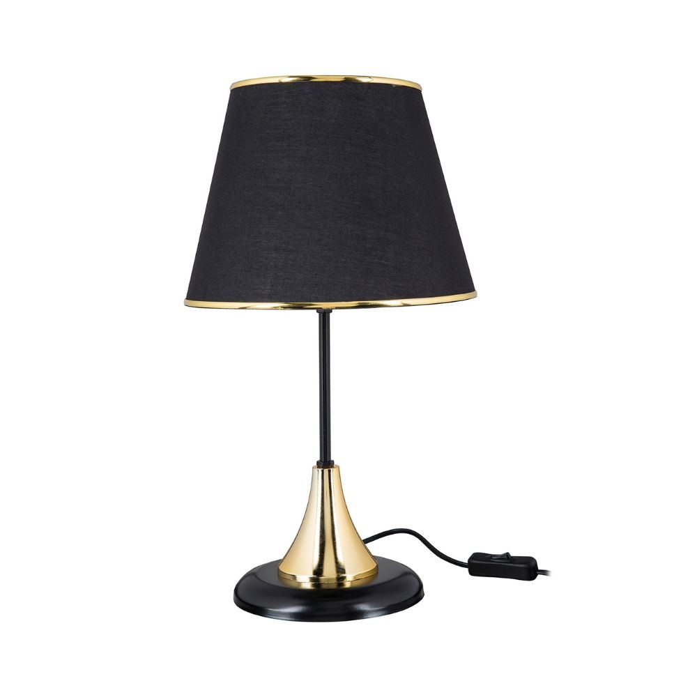 Lampada da tavolo Aden metallo e paralume tessuto nero ASZ1632