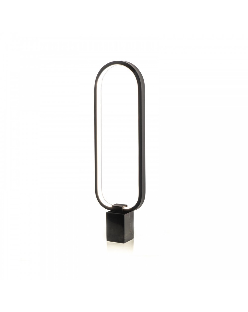 Lampada da tavolo LED in metallo e marmo, nero opaco, 7x18x60cm