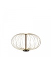 Lampada da tavolo LED in metallo oro con paralume in acciaio e base in ottone lucido, struttura in tubo acrilico bianco - 50cm x 50cm x 29cm