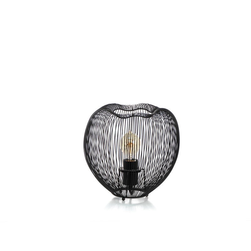 Lampada da tavolo in stile moderno, nero lucido, con paralume e base in metallo, dimensioni 26cm x 26cm x 25cm