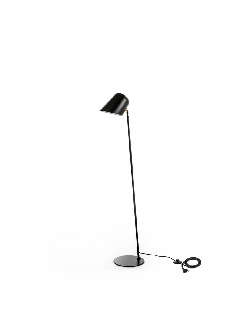 Lampada da terra elegante in metallo nero opaco, dimensioni 25cm x 25cm x 130cm