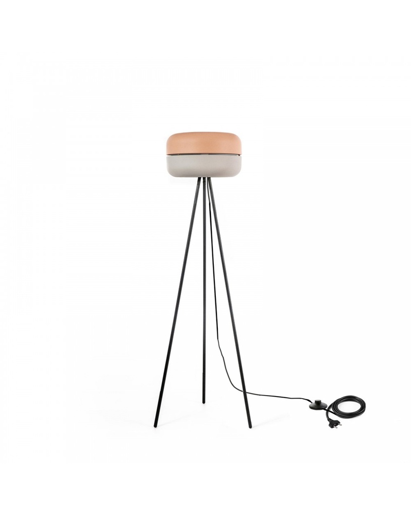 Lampada da terra in metallo rosa e grigio, 35cm x 35cm x 140cm