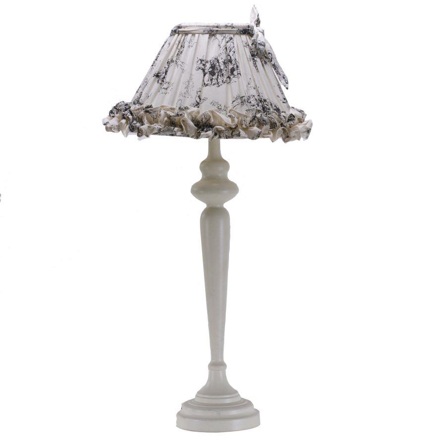 Lampada vintage in metallo crema 30h68 cm con fiocco grigio