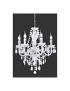 Lampadario Classico Cromo e Bianco con Pendenti Decorativi - 5 Bracci