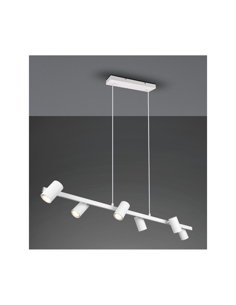 Lampadario Bianco 6 Spot Cilindrici Orientabili