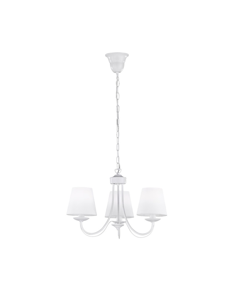 Lampadario Sospensione Bianco 3 Paralumi Tessuto Cortez