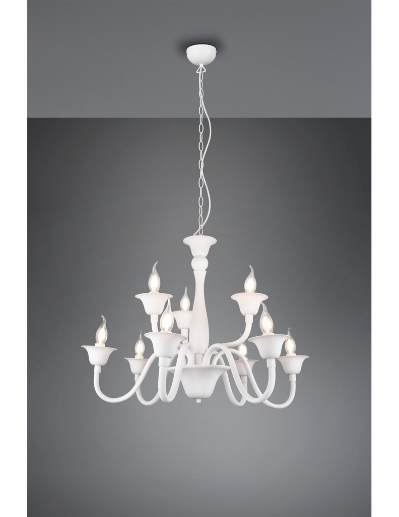 Lampadario Bianco Sala Da Pranzo 9 Luci Con Catena