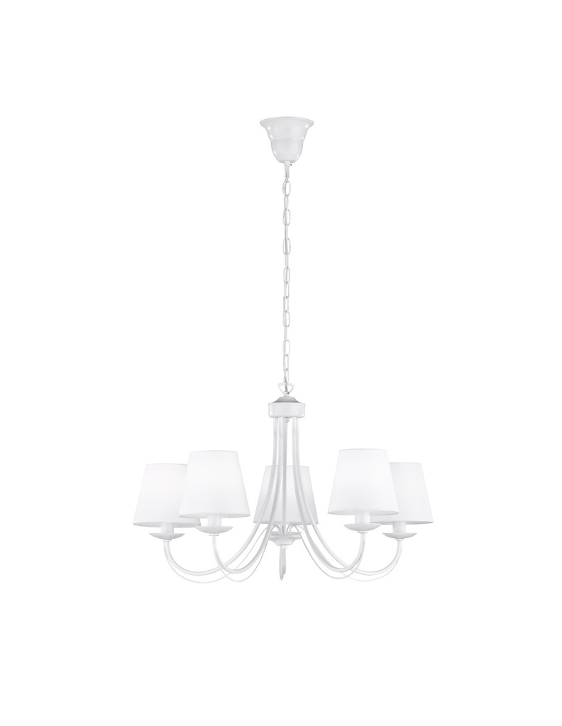 Lampadario Bianco 5 Paralumi per Soggiorno Cortez