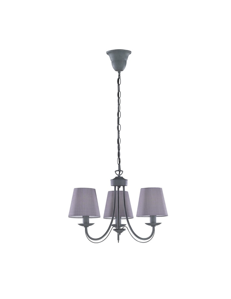 Lampadario Sospensione 3 Paralumi Grigi Cortez