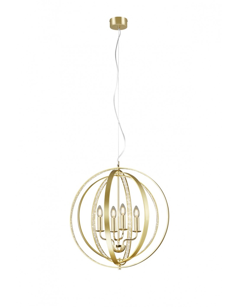 Lampadario a Sospensione Cerchi Concentrici Ottone 4 Luci