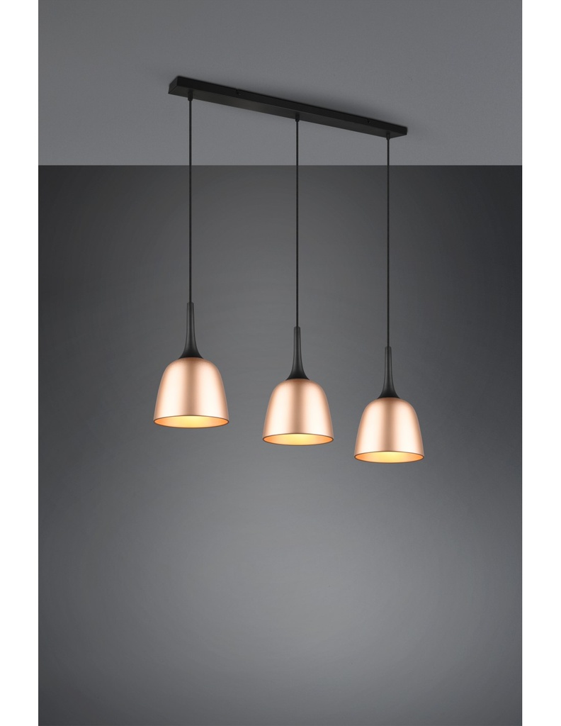 Lampadario Sospensione Lineare 3 Pendel Ottone Chiron Trio Lighting