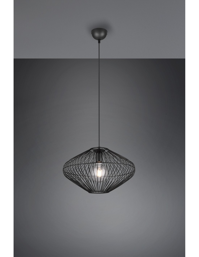Lampadario Sospensione Gabbia Metallo Nero Cobain