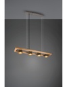 Lampadario Sospensione Rettangolare 4 Spot Orientabili Legno E Metallo Nichel