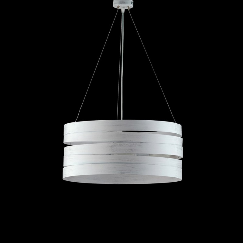 Lampadario a sospensione in ferro Bianco Argento tre luci 45x h20 cm