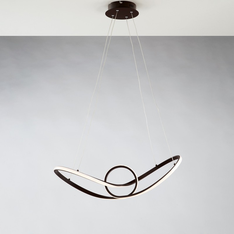 Lampadario a sospensione in metallo  Marrone LED integrato 68x24x h 150 cm