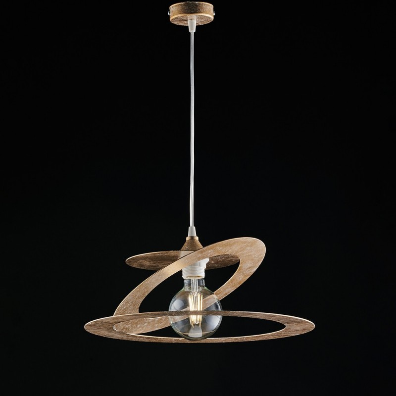 Lampadario a sospensione in taglio laser ferro Bianco Oro  40x h18 cm
