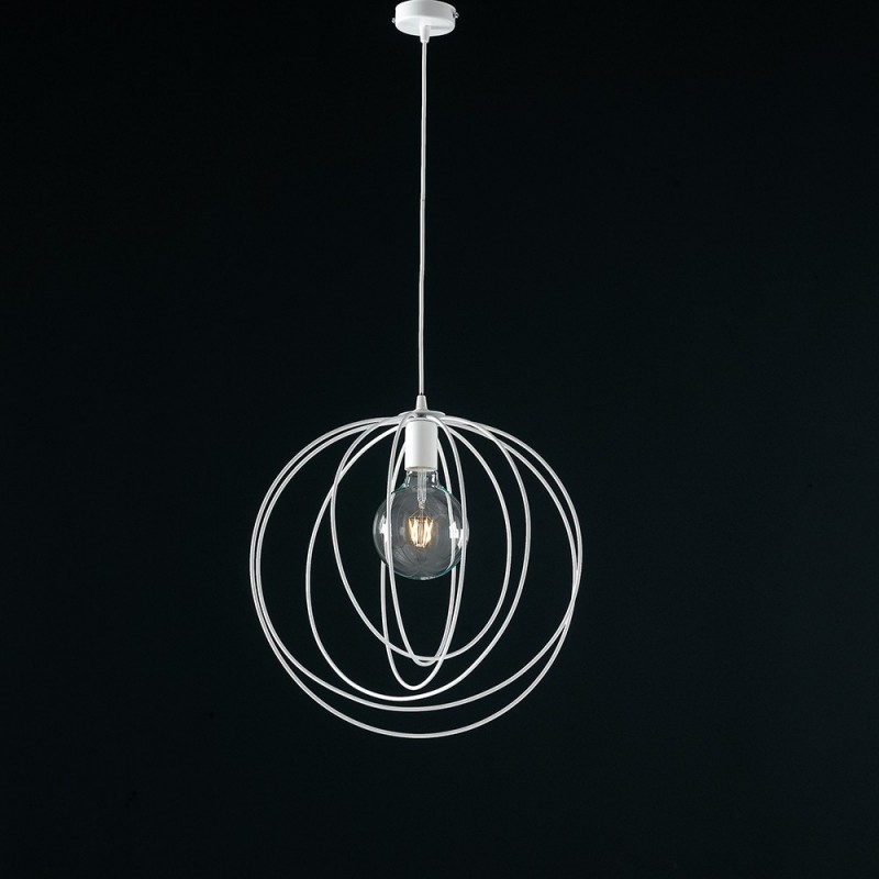 Lampadario a sospensione moderno in ferro Bianco una luce 42x h45 cm