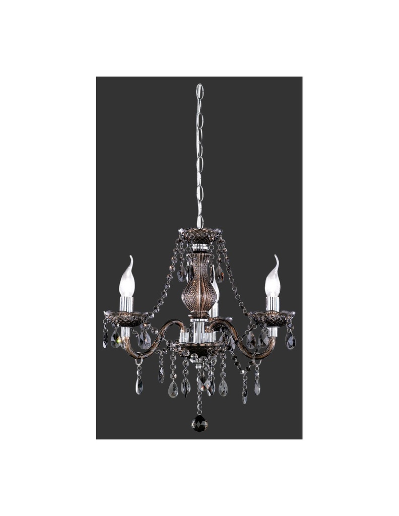 Lampadario 3 Luci Classico Cromo Pendenti Neri
