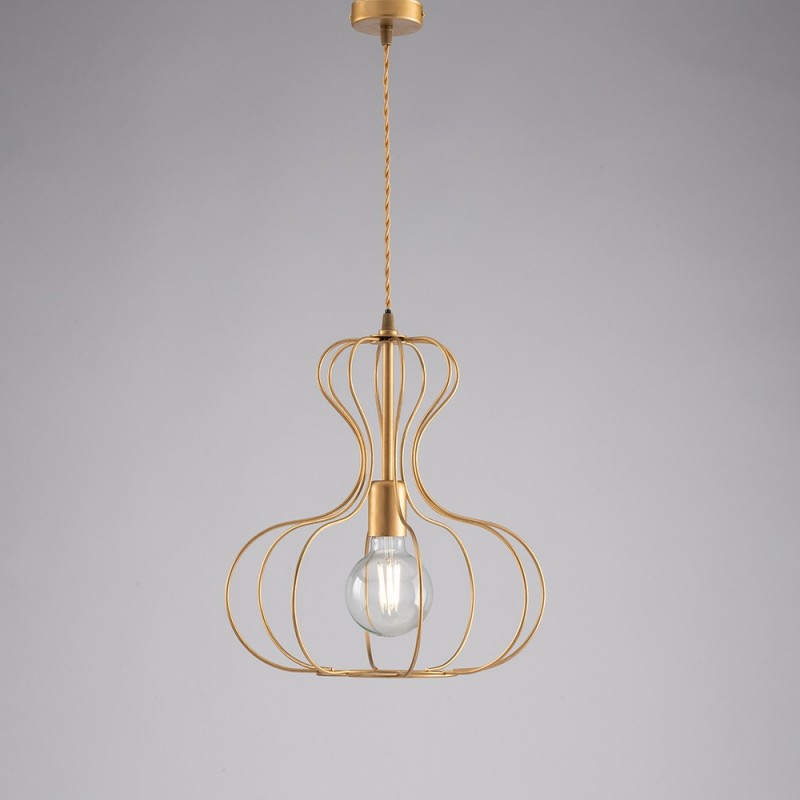 Lampadario industrial sospensione in ferro Oro Ducale e Oro urban 35x h40 cm