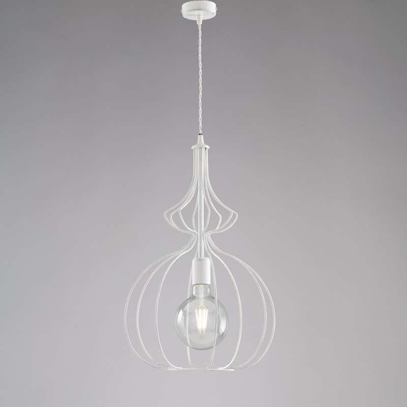 Lampadario moderno bianco urban industrial cm 35
