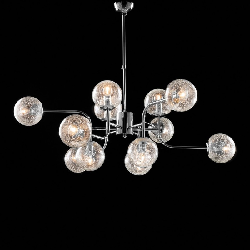 Lampadario moderno in ferro cromo lucido 12 luci  cm 105