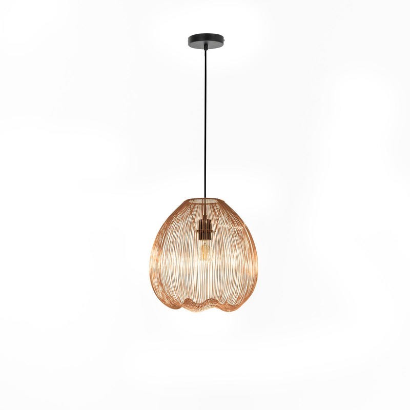 Lampadario moderno in metallo ottone lucido, 35cm x 35cm x 150cm