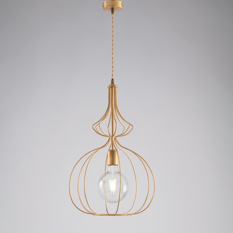 Lampadario moderno oro urban industrial cm 35