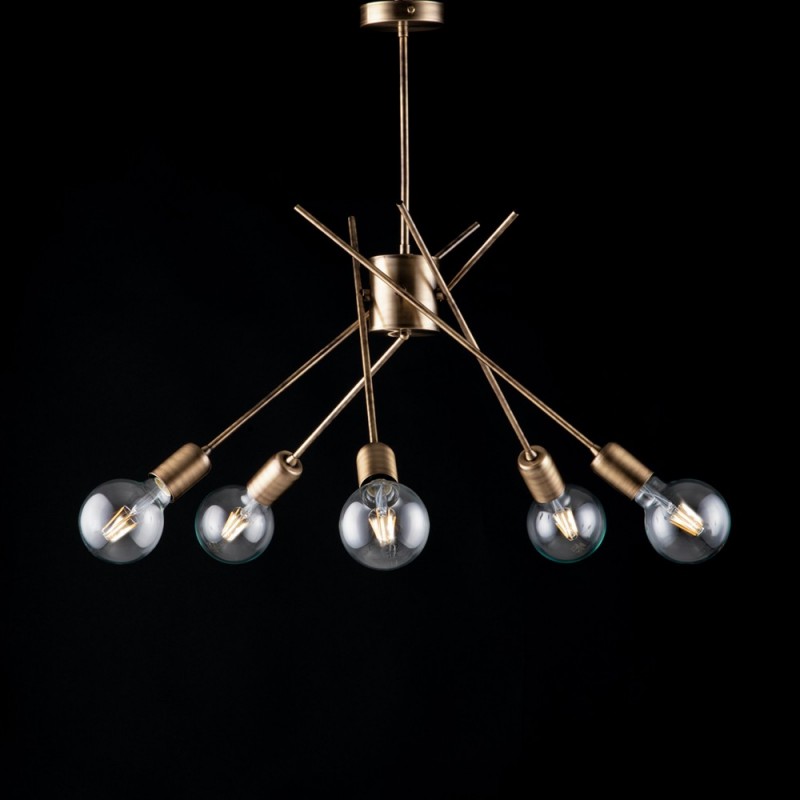 Lampadario moderno urban industrial in ferro spazzolato cm 56