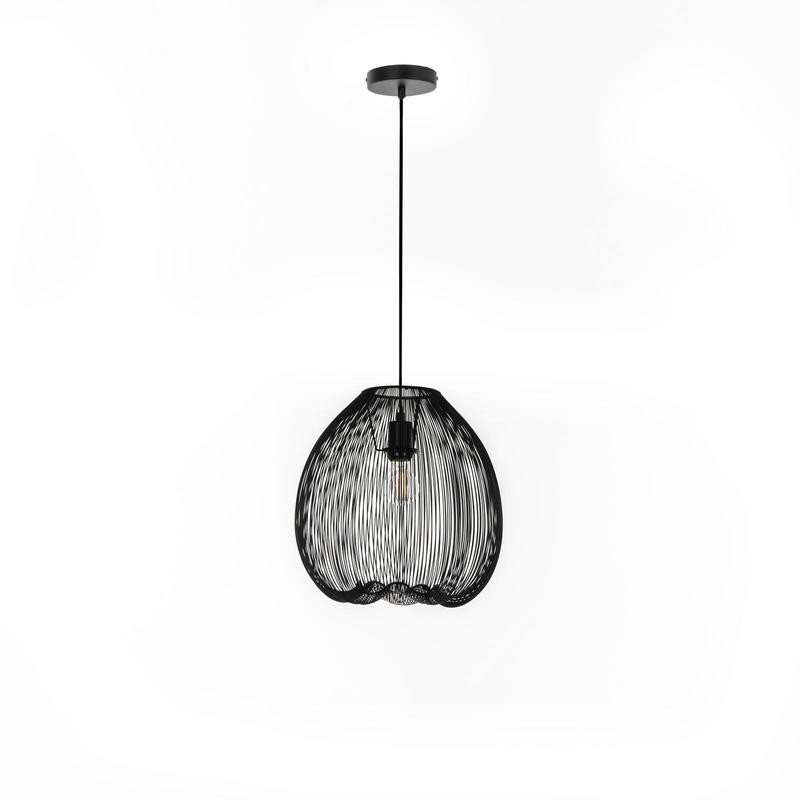 Lampadario moderno in metallo nero, 35cm x 35cm x 150cm