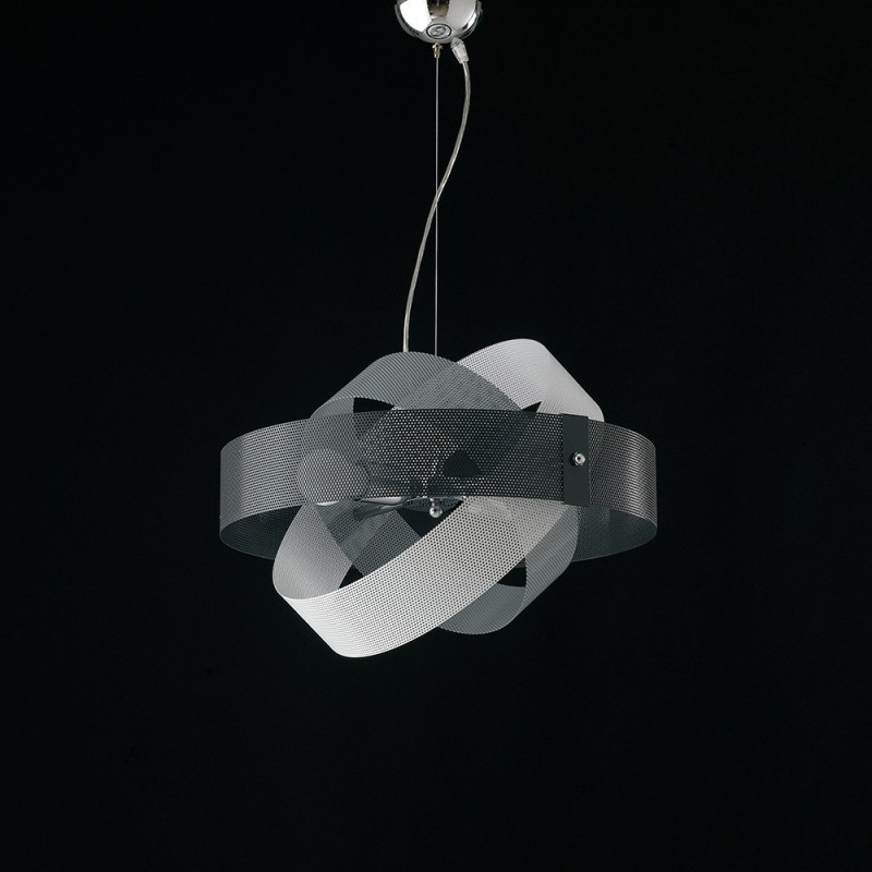 Lampadario sospensione moderna Grigio Bianco 2 luci diametro 47x h13  cm