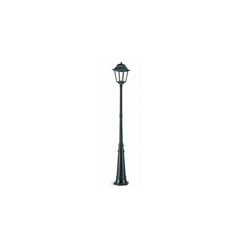 Lampione in Alluminio Pressofuso Nero con Diffusori in Vetro Trasparente h. 293 cm