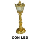 Lampione in resina oro con led cm13x12,5h41,5