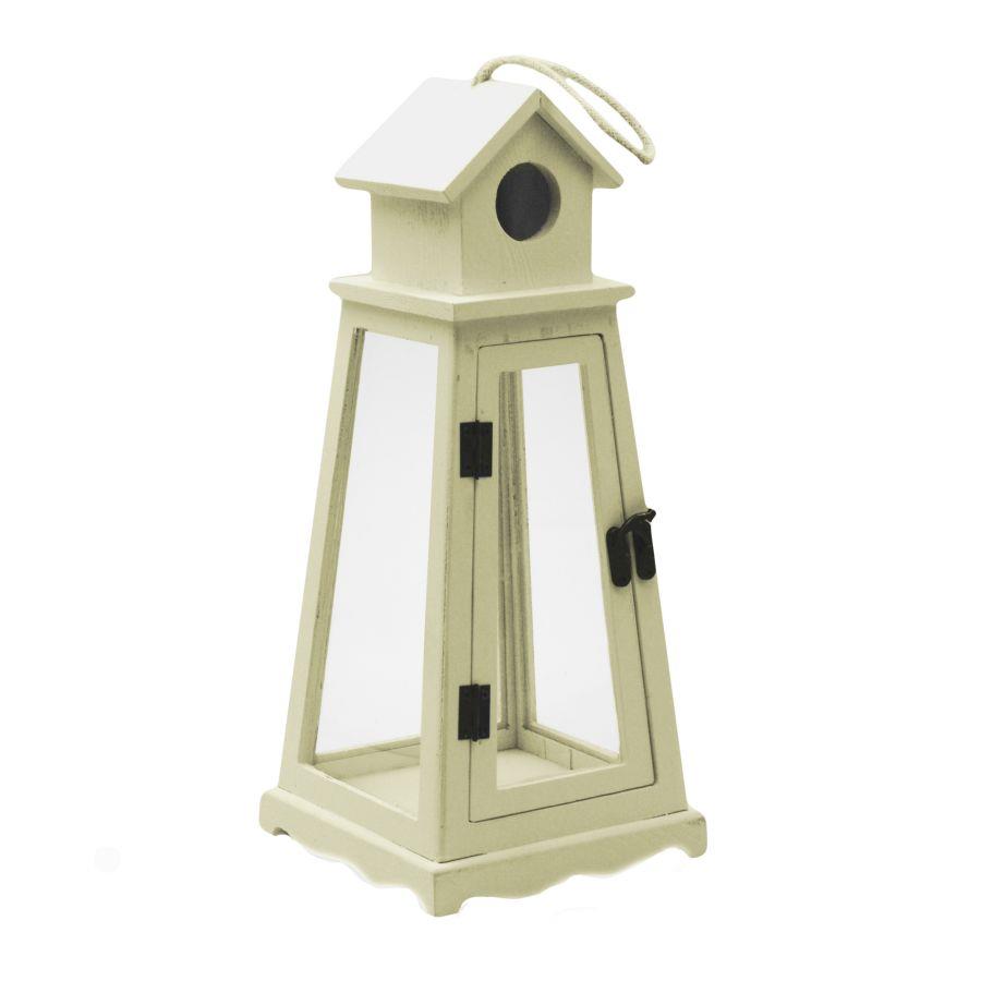 Lanterna Bianca in Legno - 15x15x35 cm