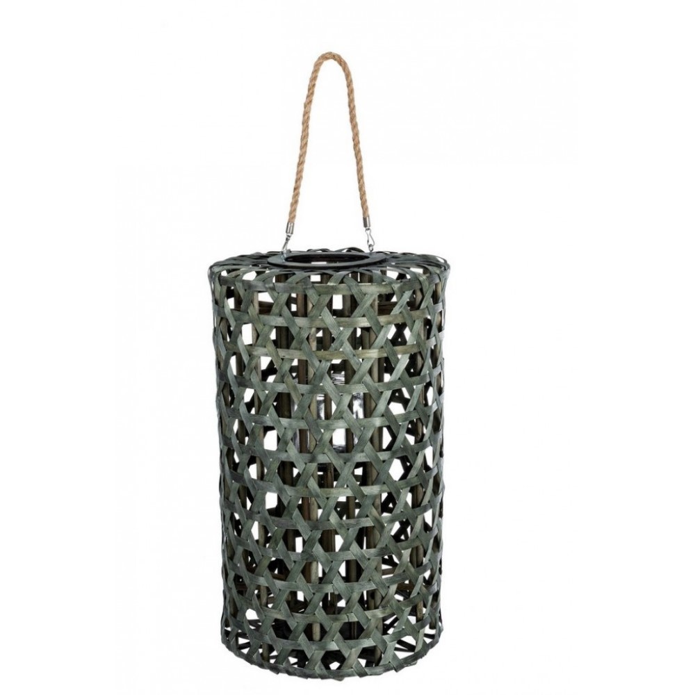 Lanterna Esagono Verde in Legno - 36x60 cm