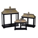 Lanterna in legno 1-3 nero - Set di 3 lanterne rustiche ed eleganti