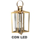 Lanterna LED Metallo Stella Oro 27,5x27,5h42-48 cm