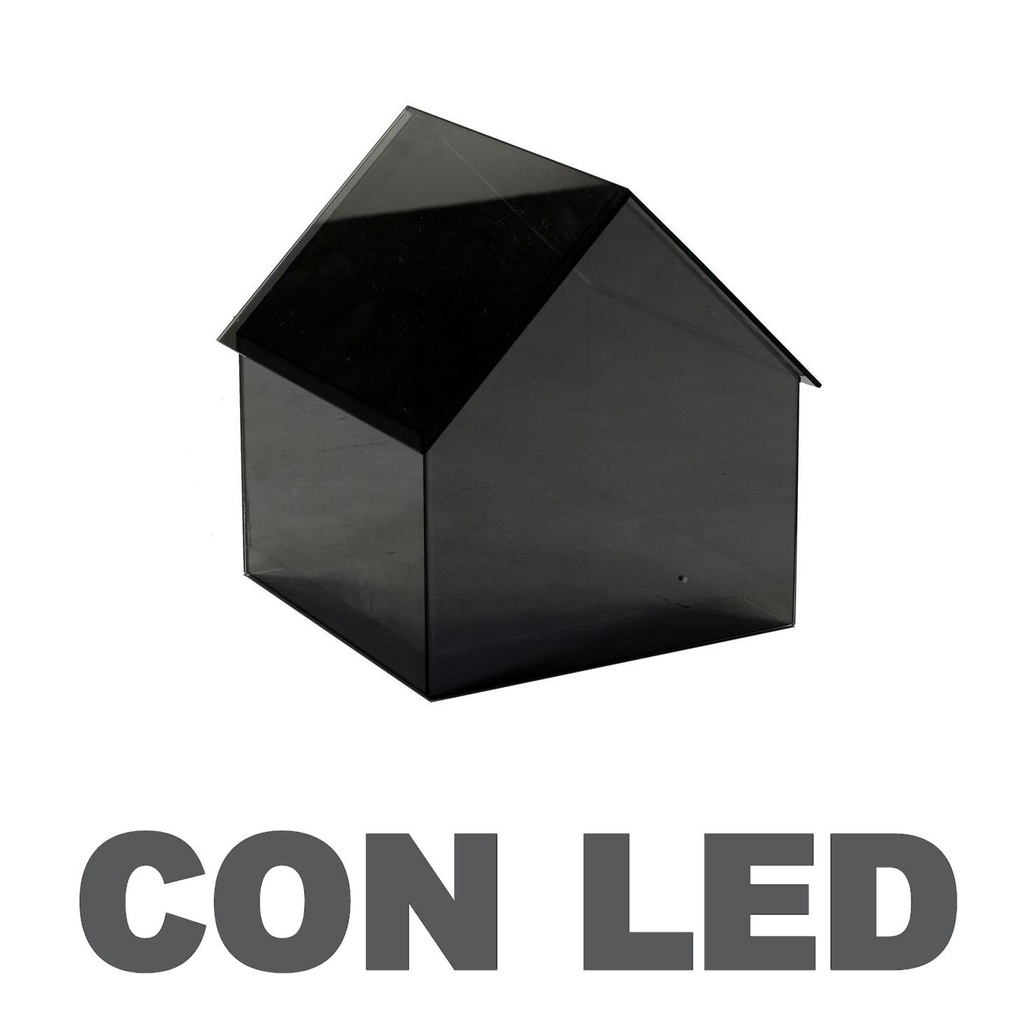 Lanterna LED in vetro a forma di casetta 30x29,5x31,5 cm