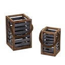 Lanterna in legno marrone 1-2 con manico in corda quadro cm19x19h28,5