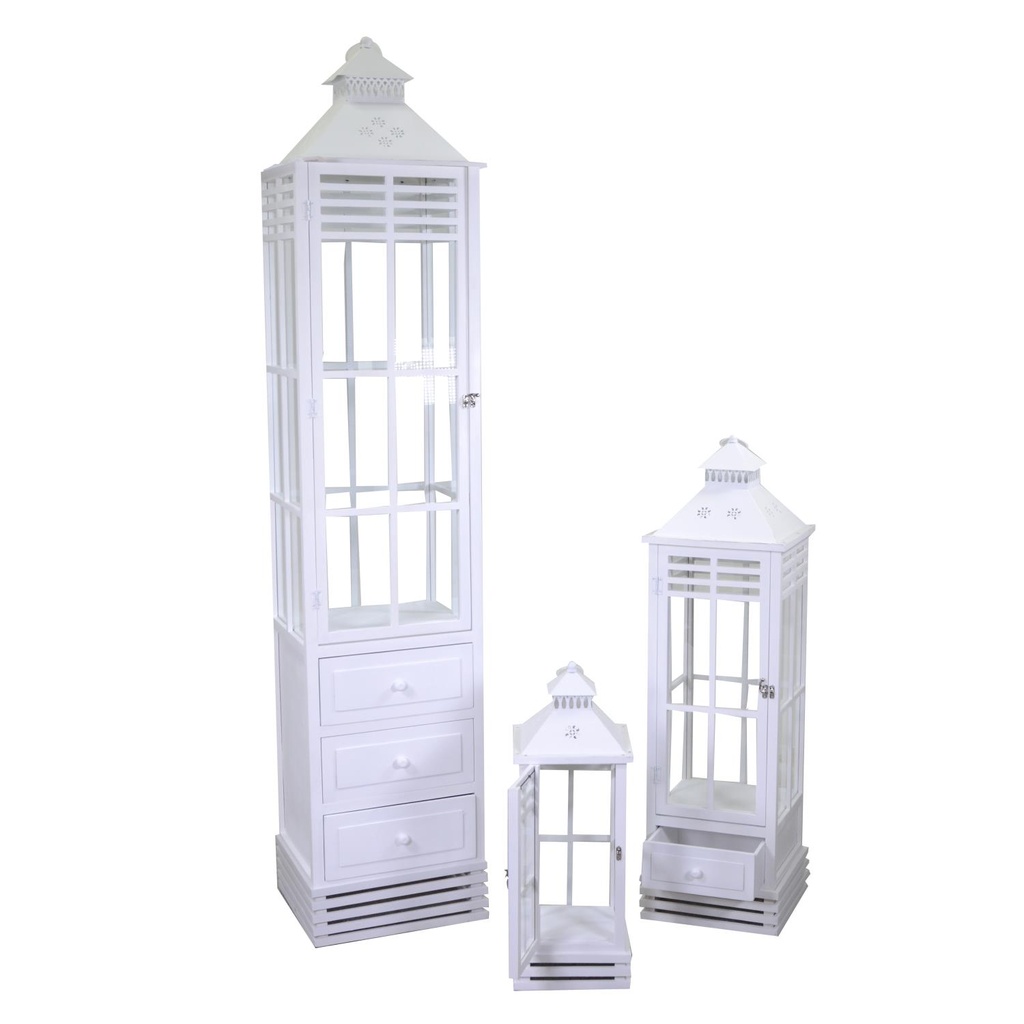 Lanterna rettangolare in legno bianco 1-3 cm36,5x36,5h175