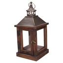 Lanterna in legno marrone scuro rettangolare 17x17 cm, altezza 37 cm