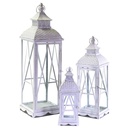 Lanterna in legno e metallo bianco, forma quadrata, dimensioni cm22,5x22,5h75,5