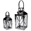 Lanterna in metallo argento quadro cm19x19h42