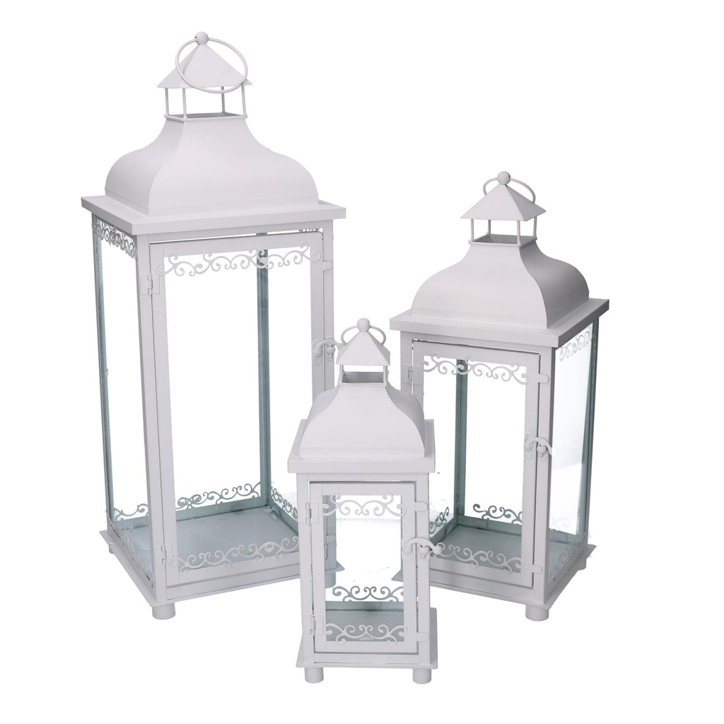 Lanterna in metallo bianco 20x20x53,2 cm