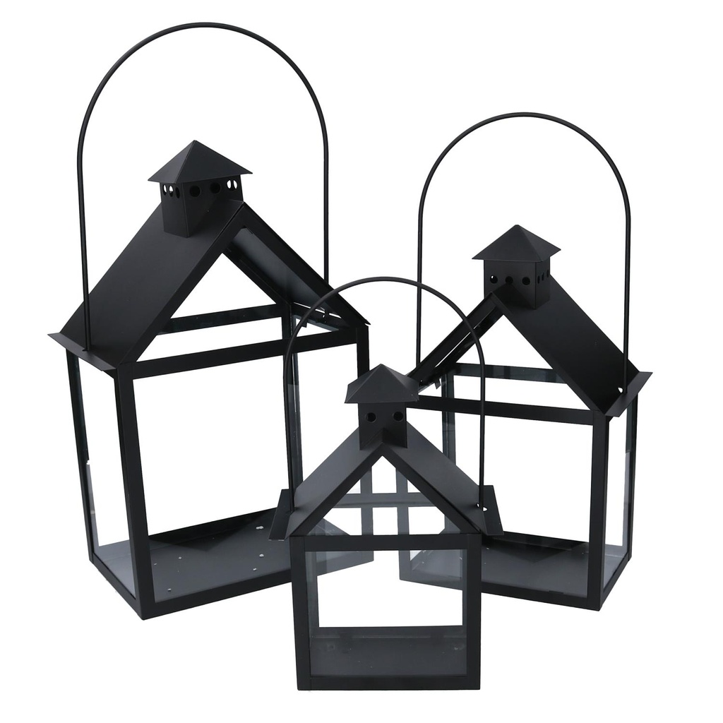 Lanterna in metallo nero 1-3 cm27x18,2h41-51