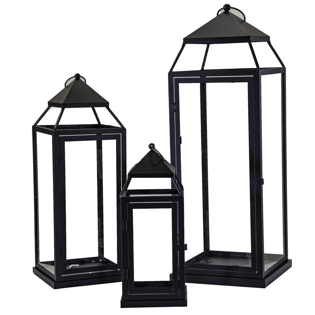 Lanterna in metallo nero quadro 26,5x26,5 cm