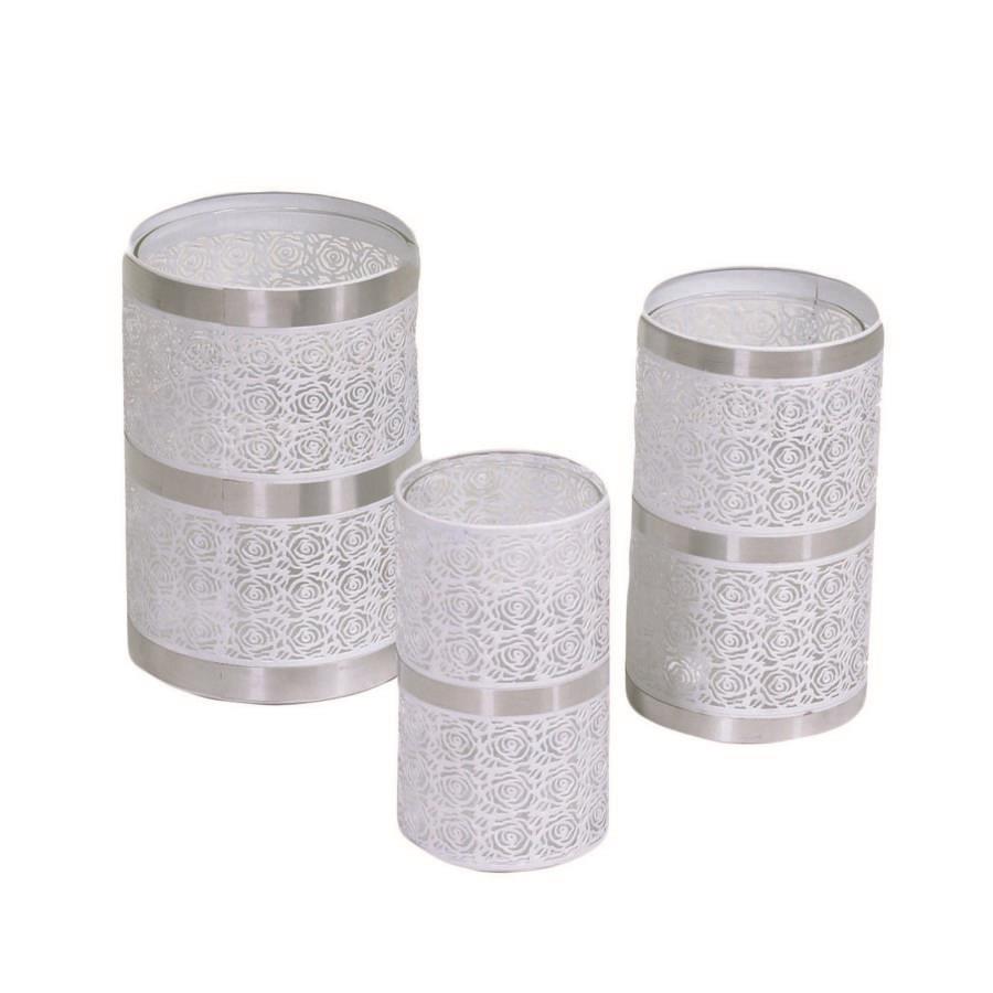 Lanterna metallo bianco tonda 17x16x25,5 cm