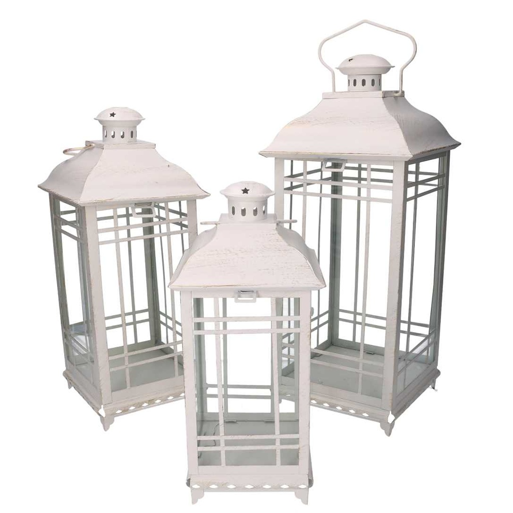 Lanterna Metallo Crema Quadrata 1-3, 21,5x21,5cm