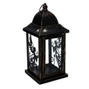 Lanterna in metallo nero e oro, forma quadrata, dimensioni 14x14x33 cm
